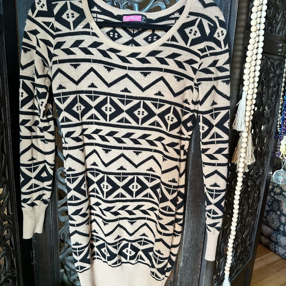 Say What? Black and Tan Patterned Sweater